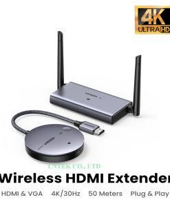Bộ chuyển đổi HDMI có chipset trình chiếu qua mạng Ugreen 90909A 4k30hz băng tần 2.4g và 5g 1 bộ nhận và 1 bộ phát wireless HDMI không dây 4K 29497 CM586_LNTEK