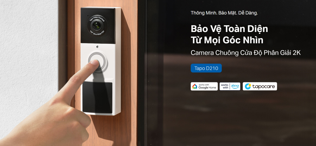 Camera chuông cửa Tapo D210 2K 3MP Đàm thoại 2 chiều, Phát hiện AI thông minh_Lntek