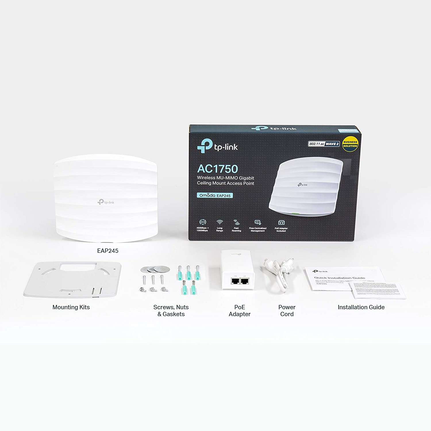 Access Point Wi-Fi Gắn Trần Gigabit AC1750 MU-MIMO TP-Link EAP245 chinh hang