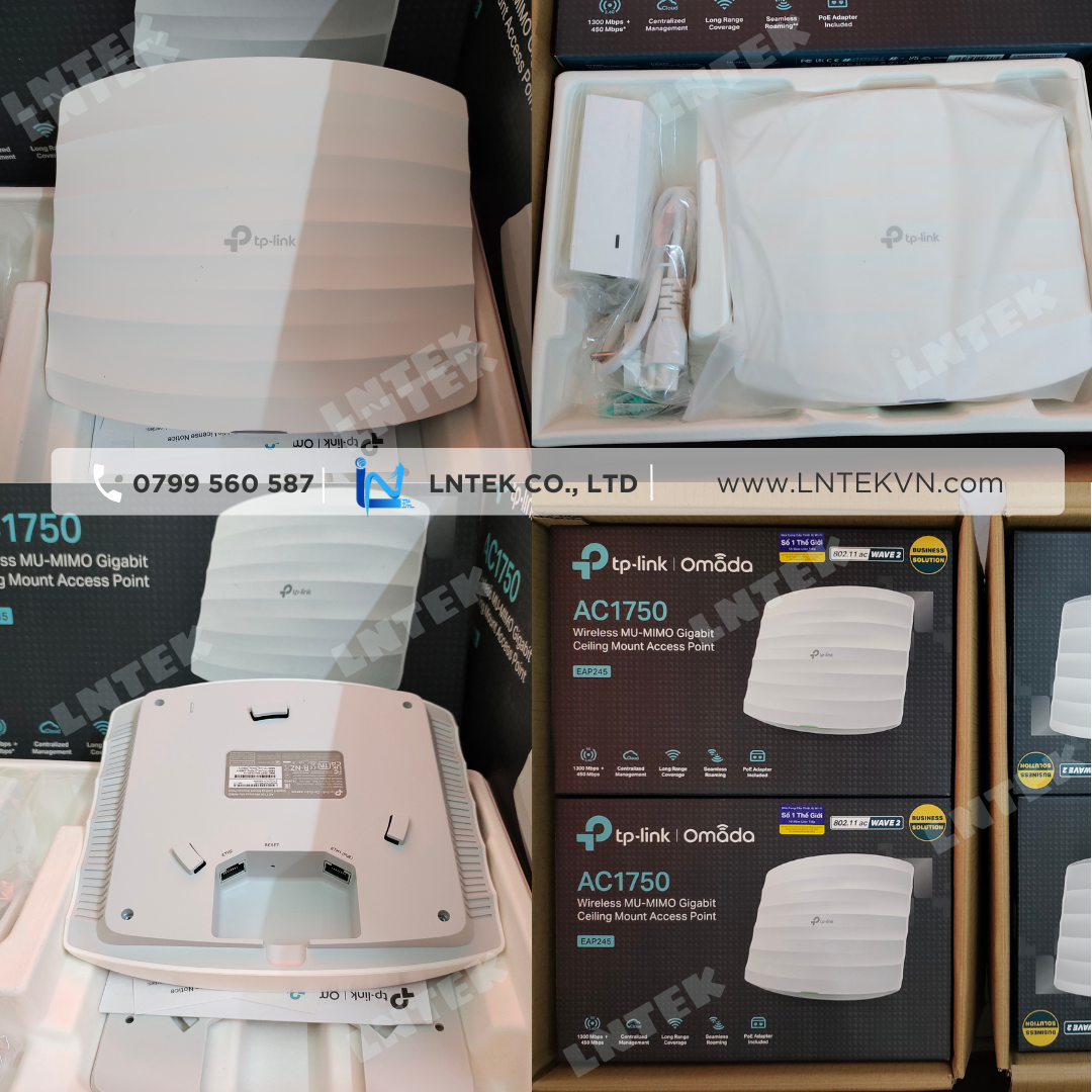 Bộ Phát Wi-Fi Gắn Trần Gigabit AC1750 MU-MIMO TP-Link EAP245 Băng Tần Kép_LNTEK CO., LTD