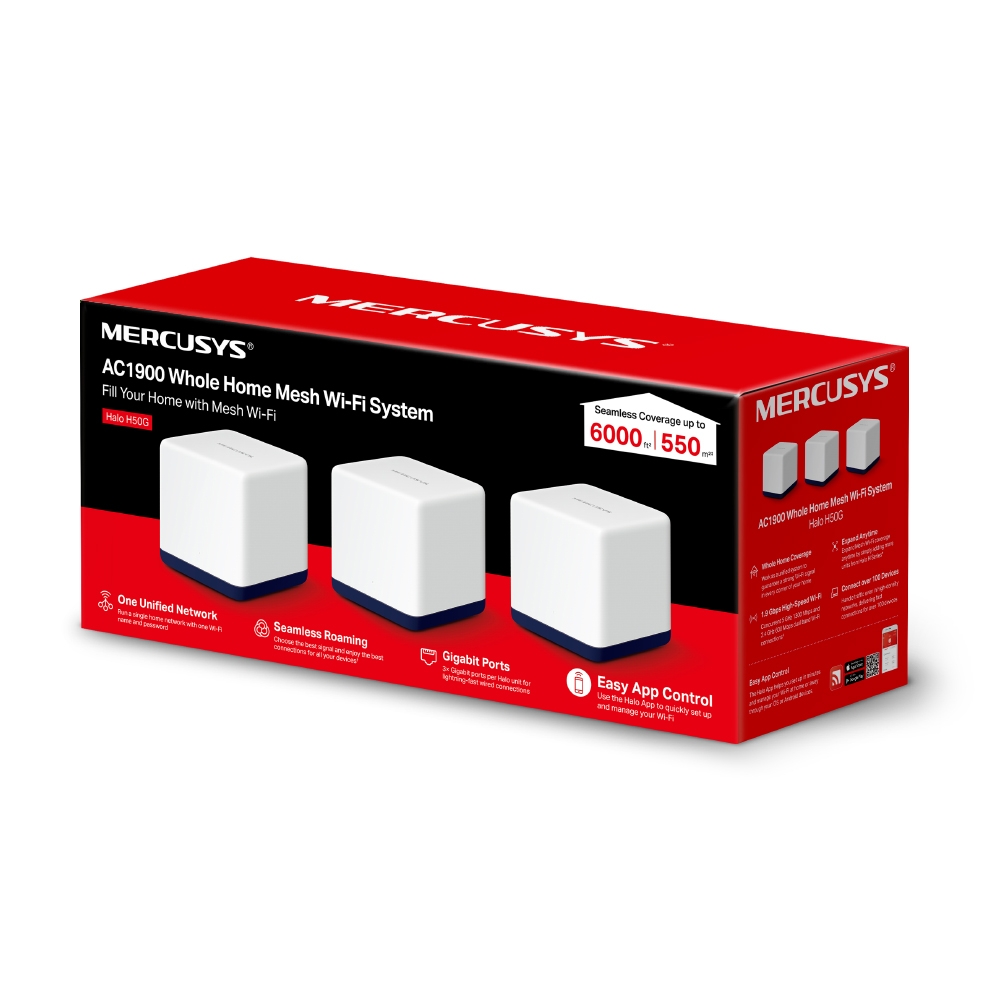 Bộ Phát Wifi Mesh WiFi 5 AC1900 Mercusys Halo H50G (3-Pack)_LNTEK