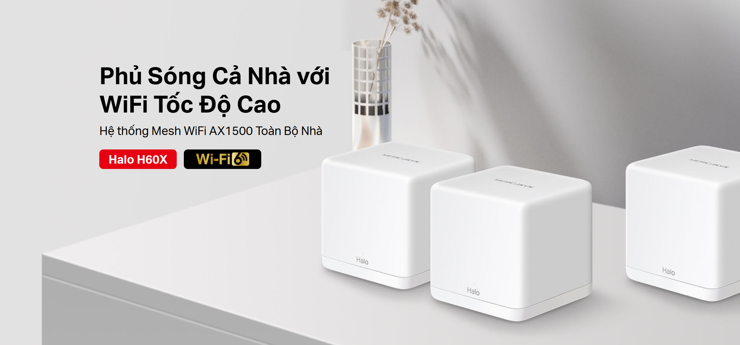 Bộ Phát Wifi Mesh WiFi 6 AX1500 Mercusys Halo H60X chinh hang_LNTEK