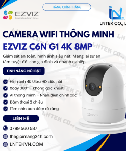 Camera Ezviz C6N G1 4K 8MP Xoay 360 độ, Hỗ trợ đàm thoại 2 chiều_LNTEK CO., LTD