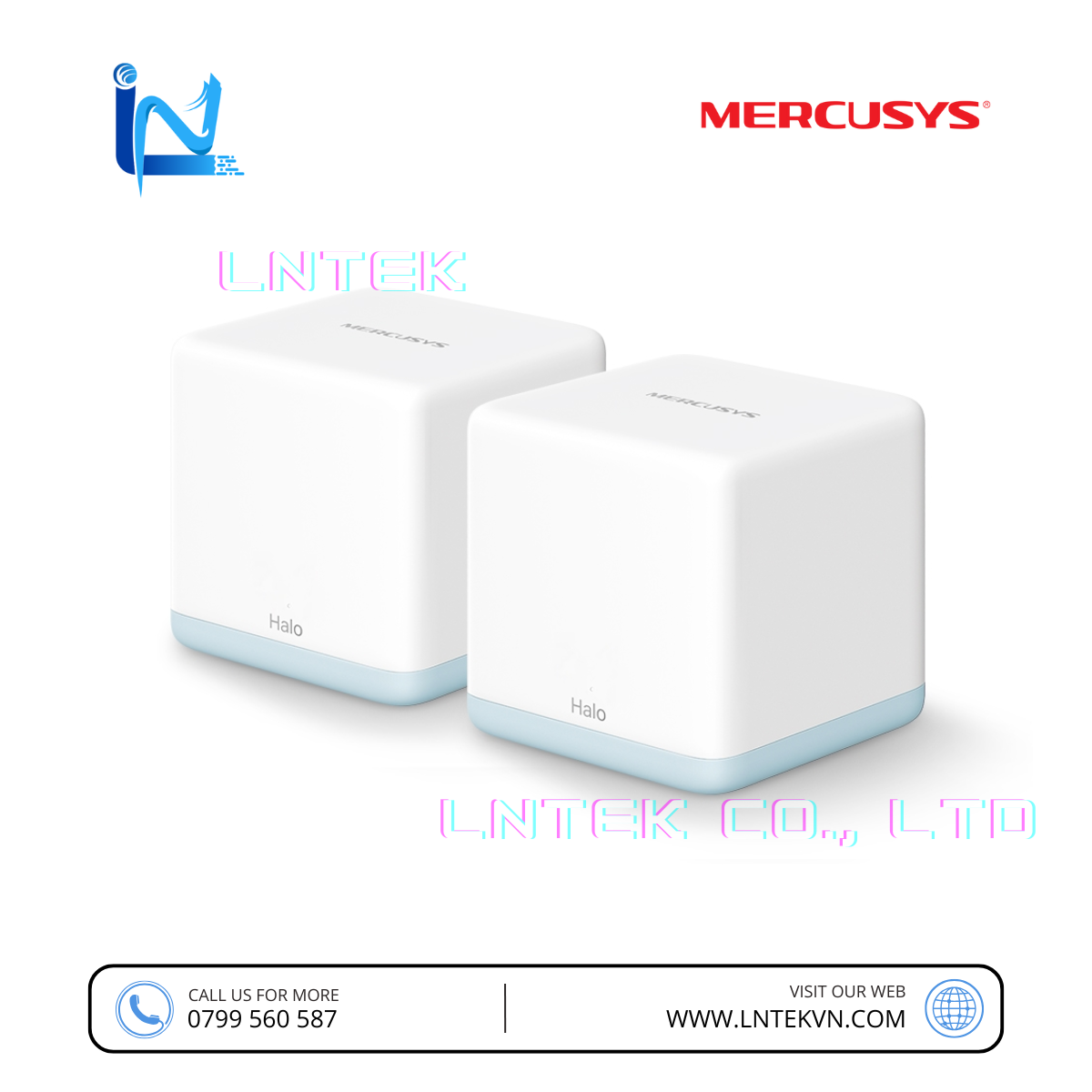 Hệ Thống Mesh Wi‑Fi 5 AC1200 Toàn Bộ Nhà Mercusys Halo H30 (2-Pack)_LNTEK