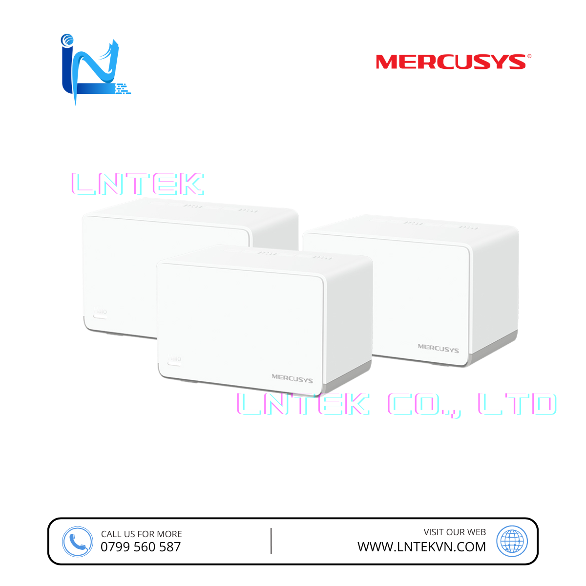 Hệ Thống Mesh Wi‑Fi 6 AX1800 Mercusys Halo H70X (3-Pack)_LNTEK CO., LTD