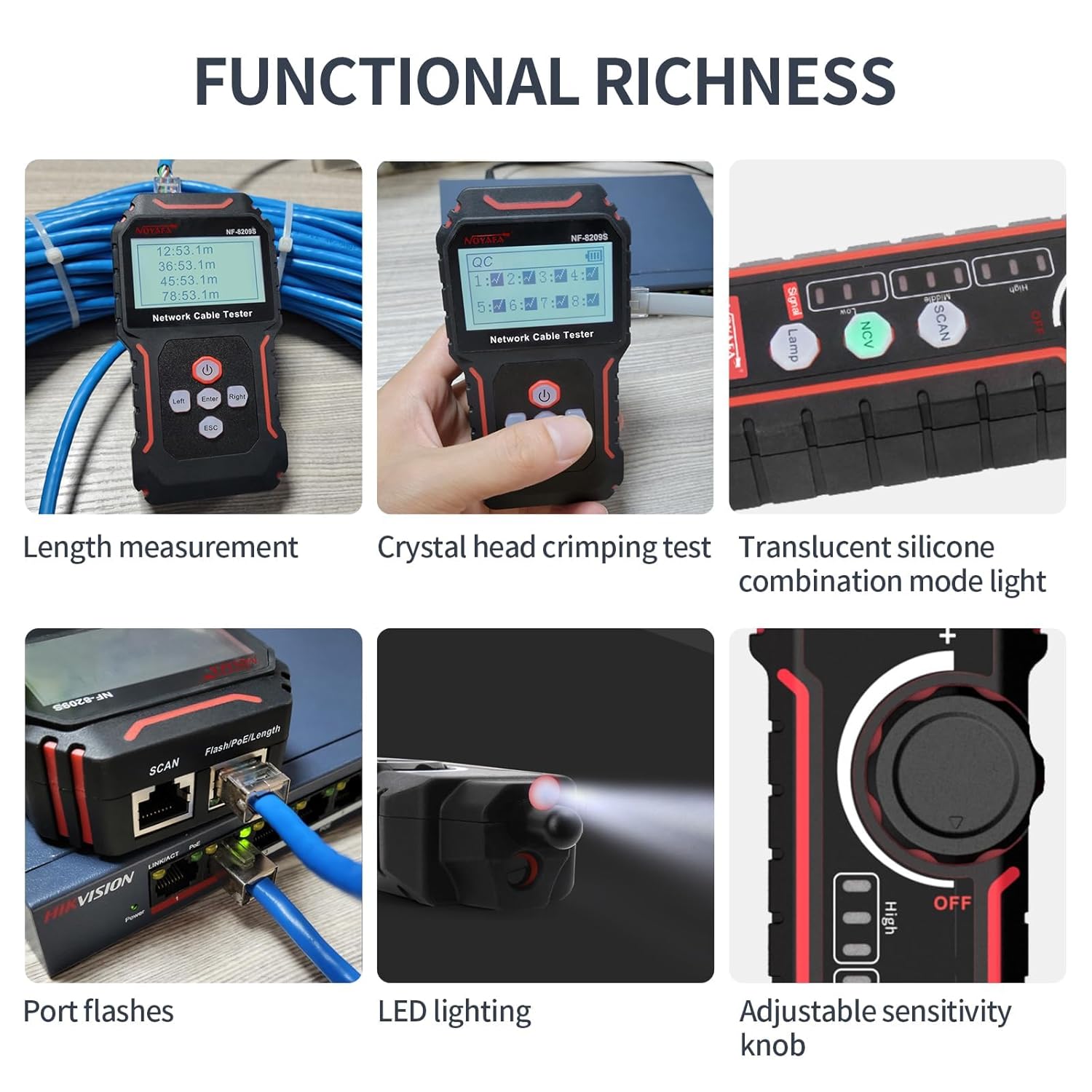 Máy Test Cáp Mạng Đa Năng Có POE NOYAFA NF-8209S chinh hang_LNTEK