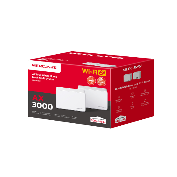 Hệ Thống Wi‑Fi 6 Mercusys Halo H80X Mesh AX3000 (2-Pack)