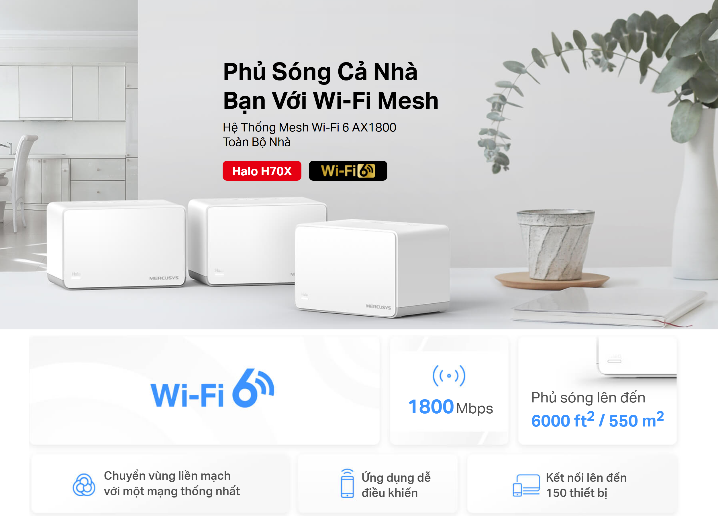 Wifi 6 Mesh Mercusys Halo H70X (3-Pack) Wifi 6 Mesh Mercusys Halo H70X (3-Pack)