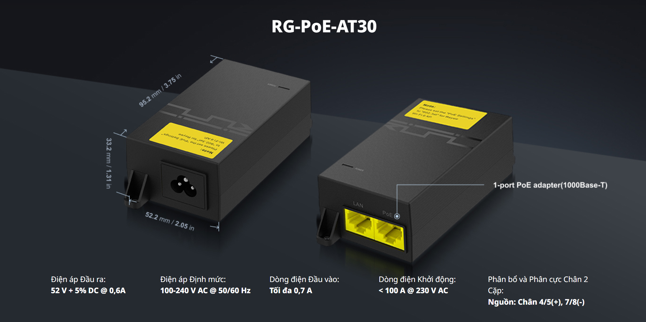Bộ Cấp Nguồn POE Ruijie RG-POE-AT30