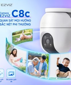 Camera wifi ngoài trời 360 độ Ezviz C8C 3K 5MP, hồng ngoại 30m, cảnh báo chủ động đèn chớp và còi, phát hiện người và xe_LNTEK