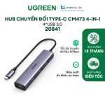 Bộ chia Hub USB-C Ugreen (20841) ra 4 cổng USB 3.0 màu đen