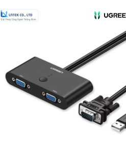 Bộ chia cổng VGA đực sang 2 cổng VGA cái hỗ trợ nguồn, màu đen Ugreen (30711)_LNTEK