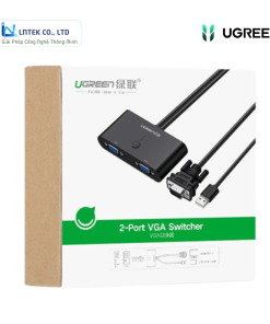 Bộ chia cổng VGA đực sang 2 cổng VGA cái hỗ trợ nguồn, màu đen Ugreen (30711)_LNTEK CO., LTD
